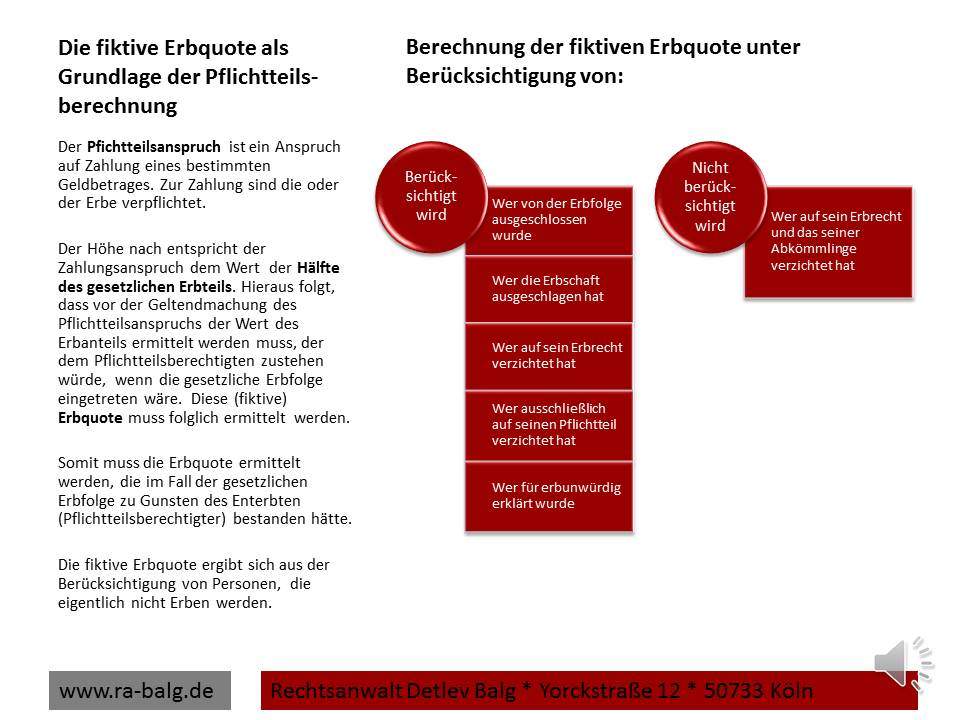 Erbrecht-Pflichtteil-Pflichtteilsberechnung | Fachanwalt für Erbrecht Detlev Balg * Köln