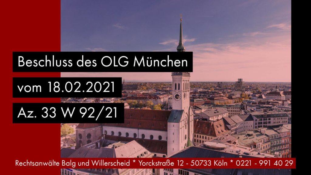 Verjährung von Grundstücksvermächtnissen - OLG München 18.02.2021 33 W 92-21 - Rechtsanwalt und Fachanwalt für Erbrecht Detlev Balg - Köln