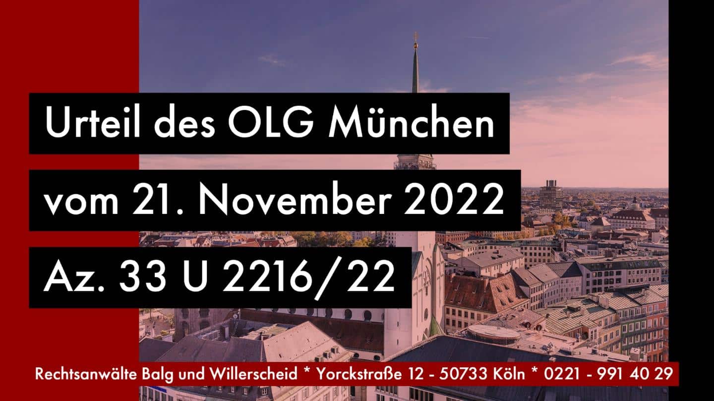 Auskunftsanspruch Pflichtteil Vermächtnisannahme | Auskunftsansprüche des pflichtteilsberechtigten Vermächtnisnehmers gegenüber den Erben nach Annahme des Vermächtnisses | OLG München - Urteil vom 21.11.2022 33 - U 2216_22 - Rechtsanwalt Detlev Balg - Fachanwalt für Erbrecht - Köln