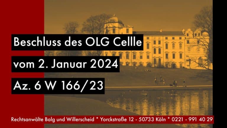 Oberlandesgericht Celle - Beschluss vom 02-01-2024 | Aktenzeichen 6 W 166/23