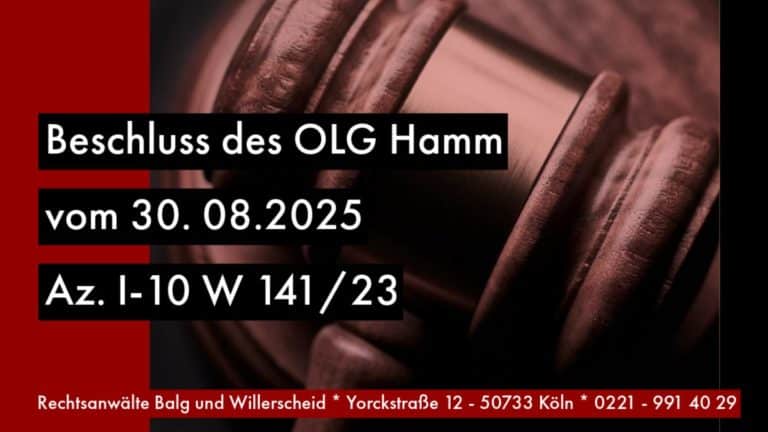 Oberlandesgericht Hamm - I-10 W 141_23 - 30.08.2024 | Rechtsanwalt und Fachanwalt für Erbrecht Detlev Balg | Köln - Nippes