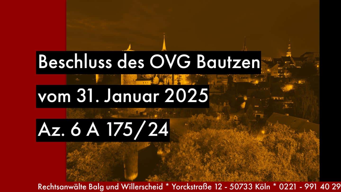 Sächsisches Oberverwaltungsgericht - OVG Bautzen - – 6 A 175/24 - Beschluss vom 31-01-2025